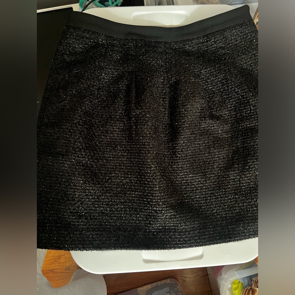 LOFT Textured Black Mini Skirt